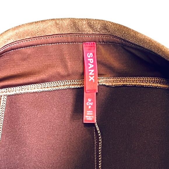 Spanx Women’s S NWT Tan Faux Suede High Rise Leggings Pants Ankle Tummy Control - Picture 7 of 12